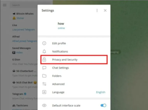 Imagem da tela de configurações do Telegram.